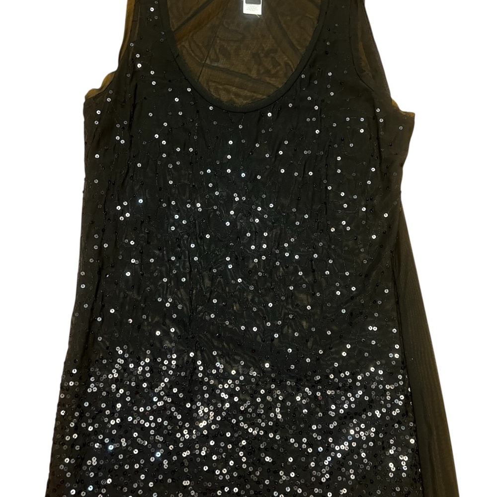 Express Black Sequin see-through Sleeveless Top, party shirt, going out, night